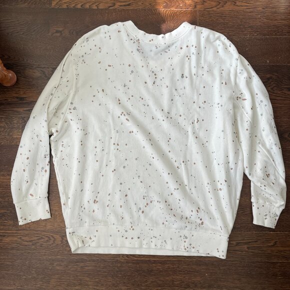 Splendid Women's Ivory, Gold and Silver Splatter Cotton Sweatshirt-Small - Picture 6 of 9